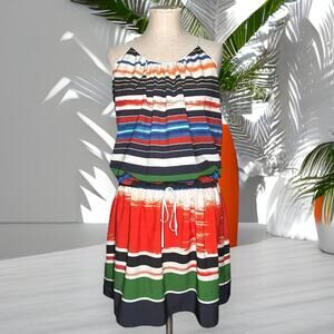 CLOVER CANYON Striped Spaghetti Strap Slip Mini Dress Resort Tropical Blouson SI